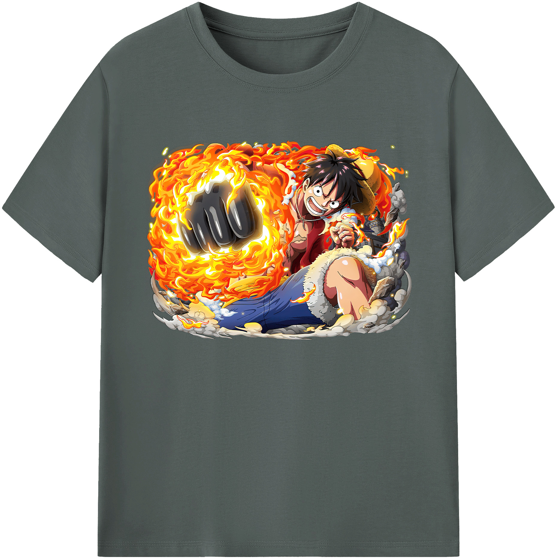 ワンピース モンキー・D・ルフィ ONE PIECE Monkey D. Luffy 綿100％ メンズ半袖Tシャツ｜肌触りやわらか＆通気性